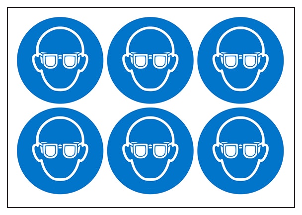 Eye Protection Vinyl Labels On A Sheet