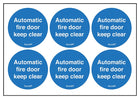 Automatic Fire Door Keep Clear Vinyl Labels On A Sheet