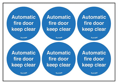 Automatic Fire Door Keep Clear Vinyl Labels On A Sheet