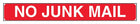 No Junk Mail, Letter Box Sticker