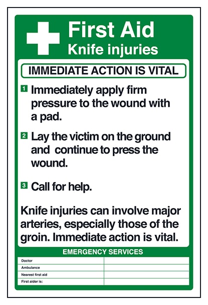 First Aid Knife Injuries