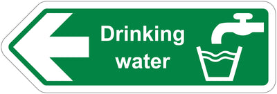 Safe Drinking Water Arrow Left Shaped Sign