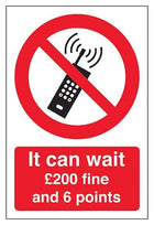 It Can Wait Mobile Phone £200 Fine And 6 Points - 5 pack