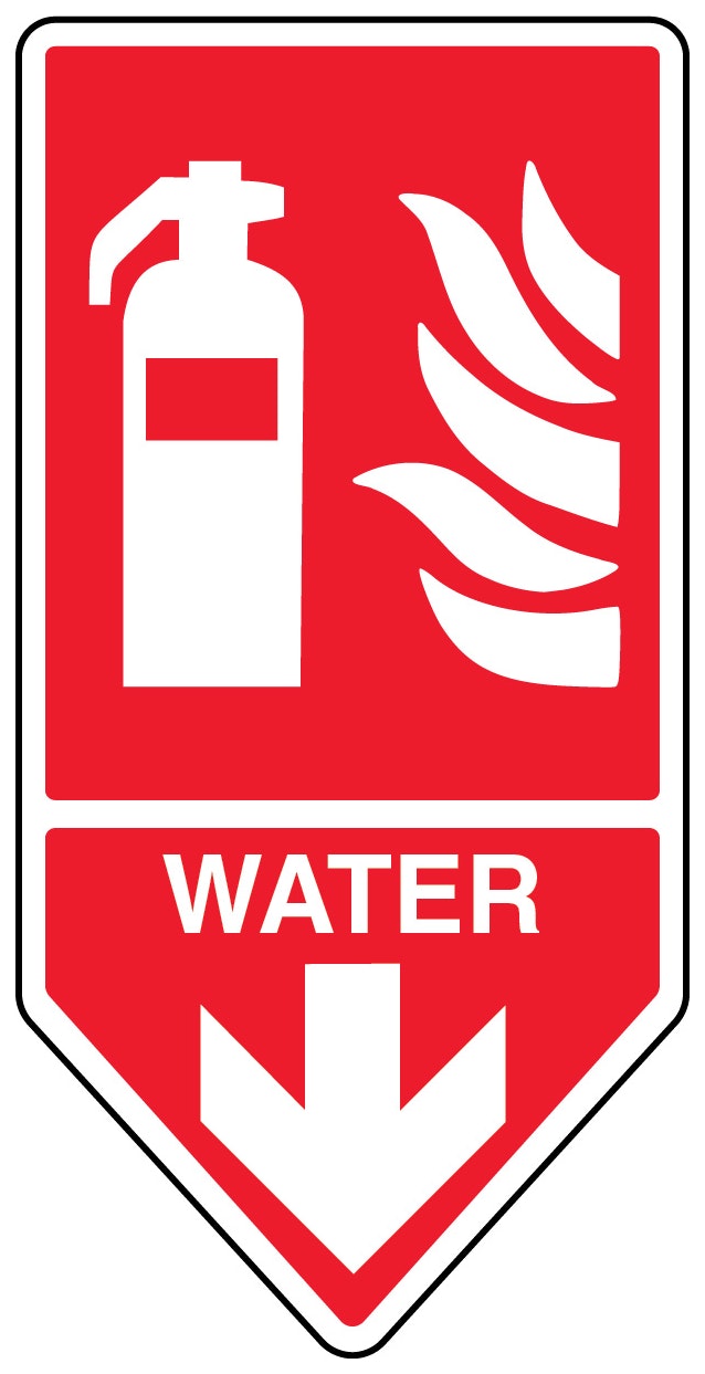 Water Fire Extinguisher Shaped Sign