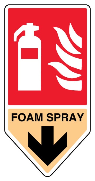 Foam Spray Fire Extinguisher Shaped Sign