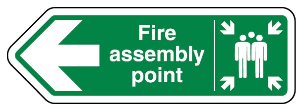 Fire Assembly Point Arrow Left Shaped Sign