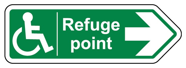 Refuge Point Arrow Right Shaped Sign