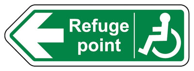 Refuge Point Arrow Left Shaped Sign