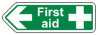 First Aid Arrow Left - Shaped Sign