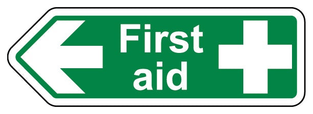 First Aid Arrow Left Shaped Sign
