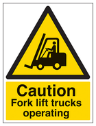 Caution Fork Lift Trucks Operating - Portrait