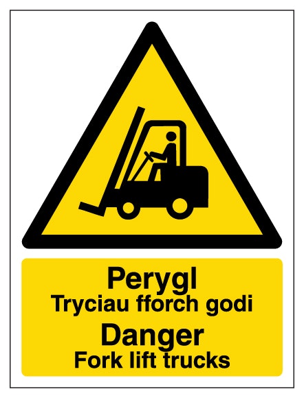 Welsh English Danger Fork Lift Trucks Portrait