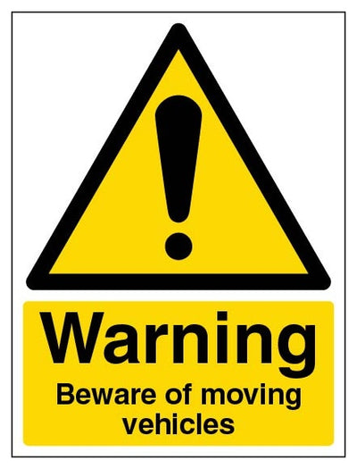 Warning Beware Of Moving Vehicles Portrait