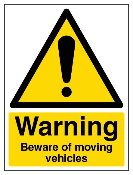 Warning Beware Of Moving Vehicles Portrait