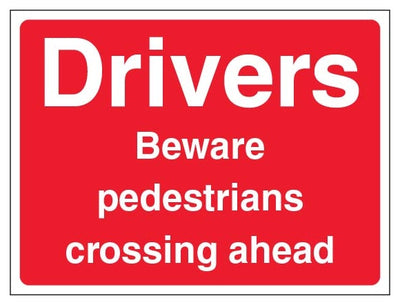 Drivers Beware Pedestrians Crossing Ahead Landscape Red