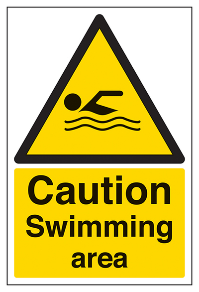 Caution Swimming Area Portrait