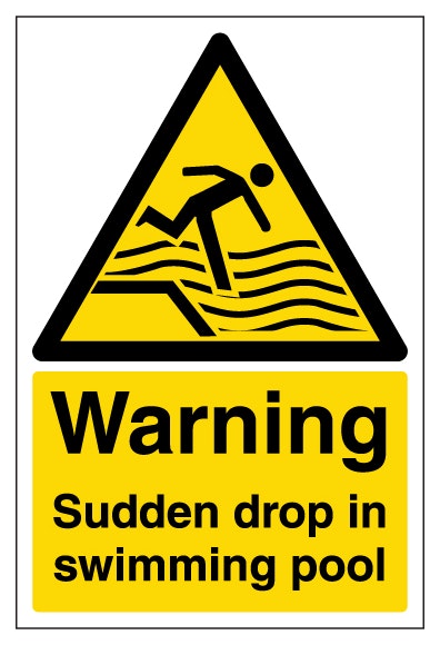 Warning Sudden Drop In Swimming Pool Portrait