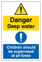 Danger Deep Water Children Should Be Supervised At All Times - Portrait