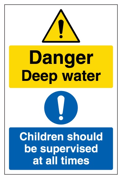 Danger Deep Water Children Should Be Supervised At All Times Portrait