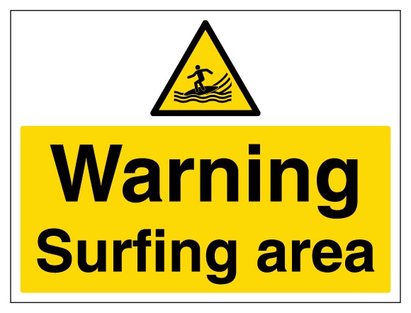 Warning Surfing Area Large Landscape