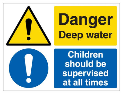 Danger Deep Water Children Should Be Supervised At All Times Large Landscape