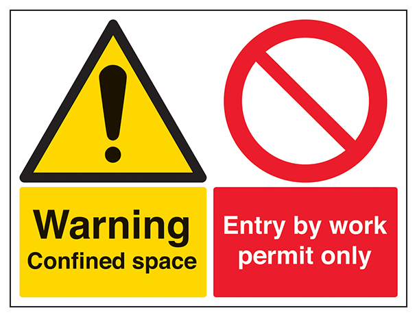 Warning Confined Space Entry By Work Permit Only