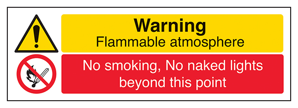 Warning Flammable Atmosphere No Smoking No Naked Lights