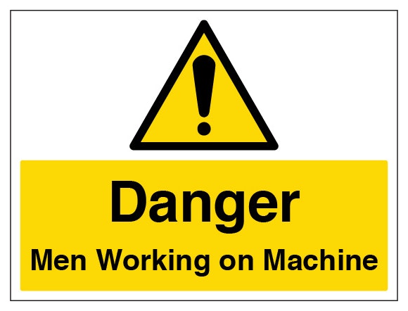 Danger Men Working On Machine Large Landscape