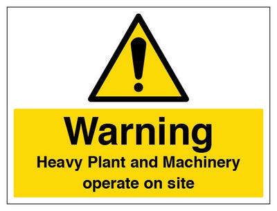 Warning Heavy Plant And Machinery Operate On Site Large Landscape