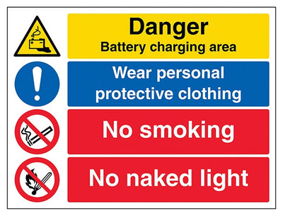 Danger Battery Wear Ppe No Smoking No Naked Light
