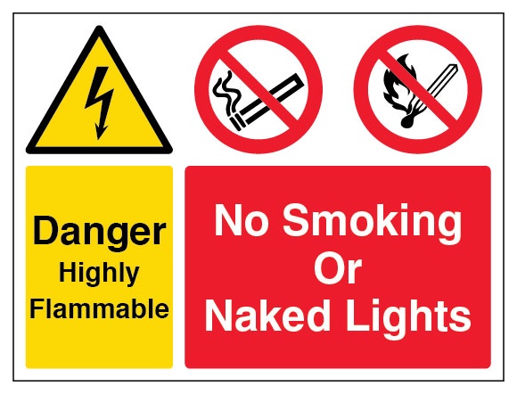 Danger Highly Flammable No Smoking Naked Lights Landscape