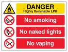 Danger Highly Flammable LPG - Landscape