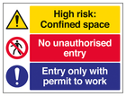 Confined Space / No Unauthorised Entry / Permit To Work - Large