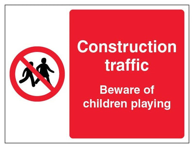 Construction Traffic Beware Of Children Playing Landscape