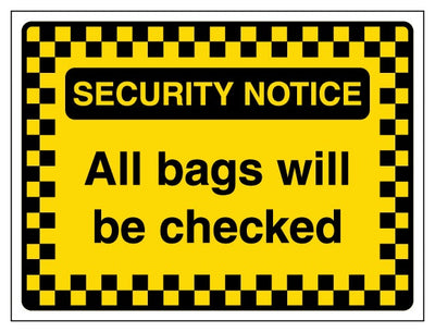 Security Notice All Bags Will Be Checked Pattern Border