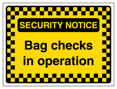 Security Notice Bag Checks In Operation Pattern Border