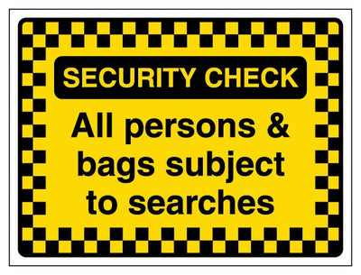 Security Check All Persons And Bags Subject To Searches Pattern Border