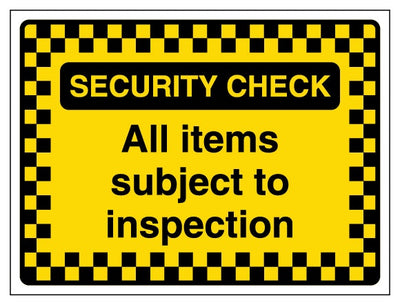 Security Check All Items Subject To Inspection Pattern Border