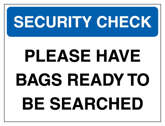 Security Check Have Bags Ready To Be Searched Blue