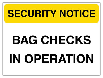 Security Notice Bag Checks In Operation Yellow