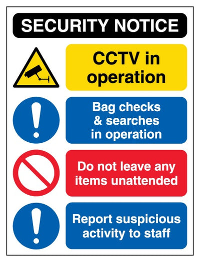 Security Notice Cctv Bag Checks And Searches Unattended Items