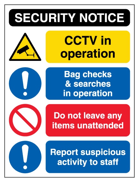 Security Notice Cctv Bag Checks And Searches Unattended Items