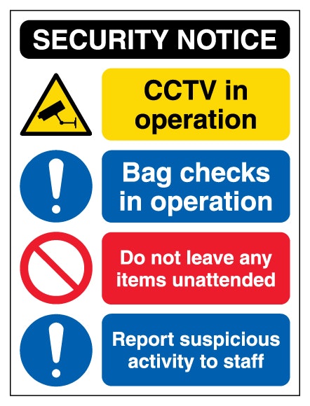 Security Notice Cctv Bag Checks Unattended Items