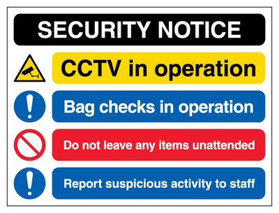Security Notice Cctv Bag Checks Unattended Items Landscape
