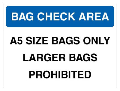 Bag Check Area A5 Size Bags Only Blue