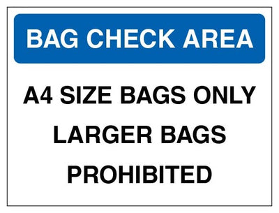 Bag Check Area A4 Size Bags Only Blue
