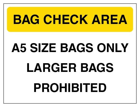 Bag Check Area A5 Size Bags Only Yellow