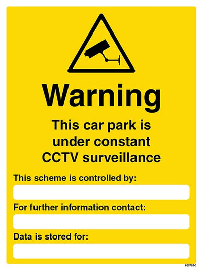 Warning Car Park Under Surveillance Portrait