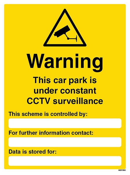 Warning Car Park Under Surveillance Portrait