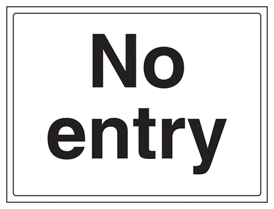 No Entry White Large Landscape